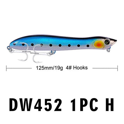 Topwater Popper Fishing Lure 12.5cm 19g Artificial Wobbler Rattlin Bass Bait Snake Head Lureswholesale