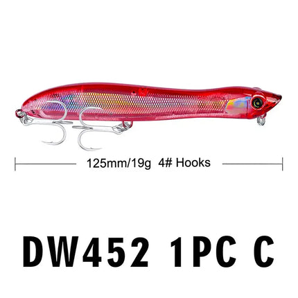 Topwater Popper Fishing Lure 12.5cm 19g Artificial Wobbler Rattlin Bass Bait Snake Head Lureswholesale