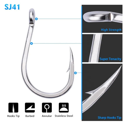 Wholesale Strong Stainless Steel Single Hook for Saltwater Fishing High-Strength Sea Jigging Feather Fishhook Big Hook Lureswholesale