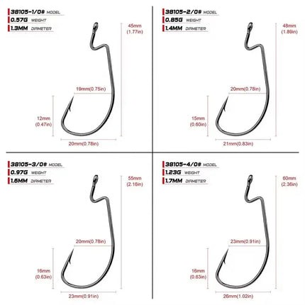 Wide Gaps Offset Worm Hooks Jig Fishing Hooks Set Fishhook Bass for Fishing Lure Lureswholesale