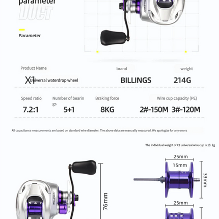 Lureswholesale® Billings X1 Magnetic Brake Micro Object Flooding Water Drop Wheel Lureswholesale